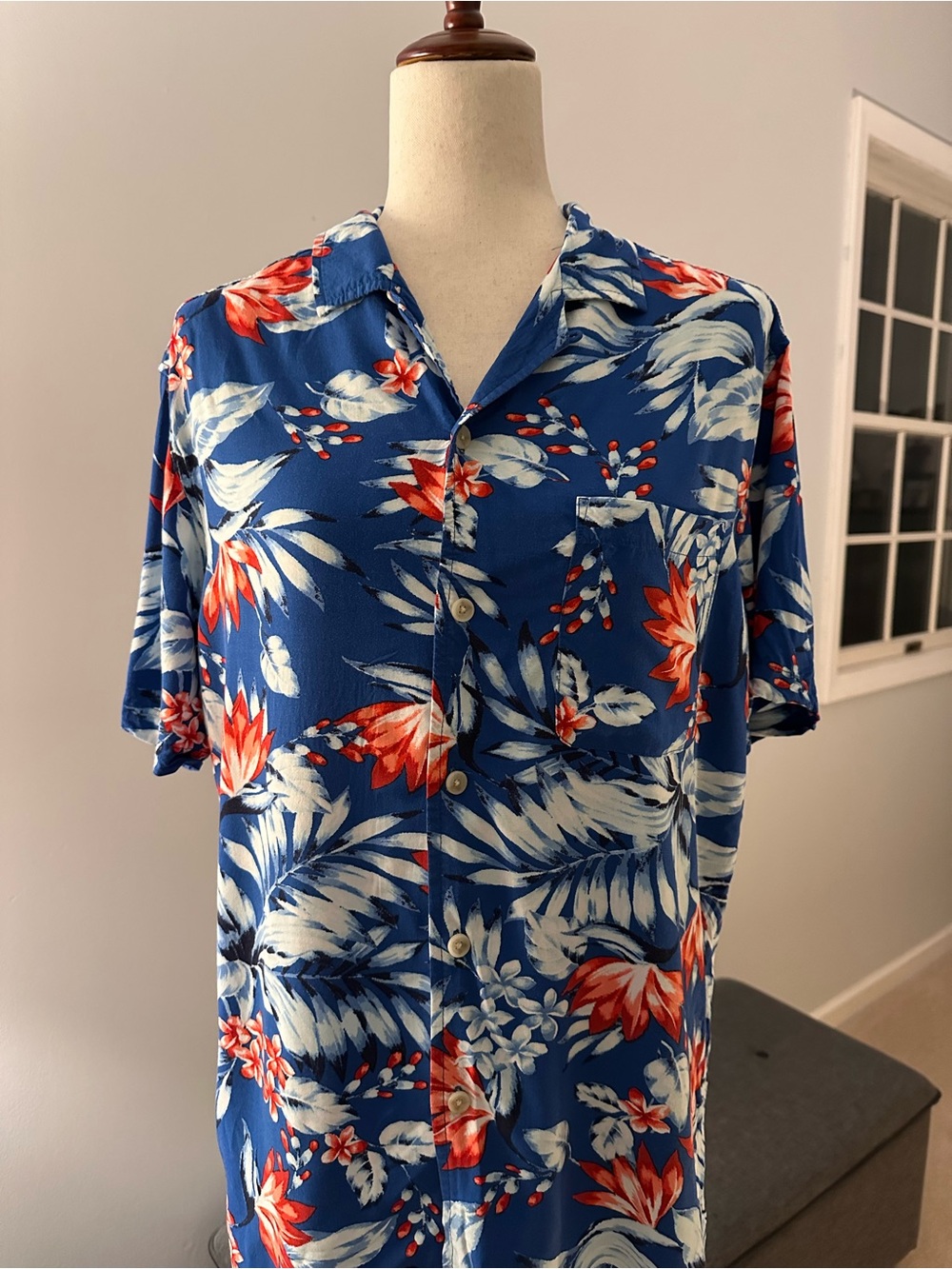 Royal Blue Goodfellow & Co Tropical Camp Shirt - M